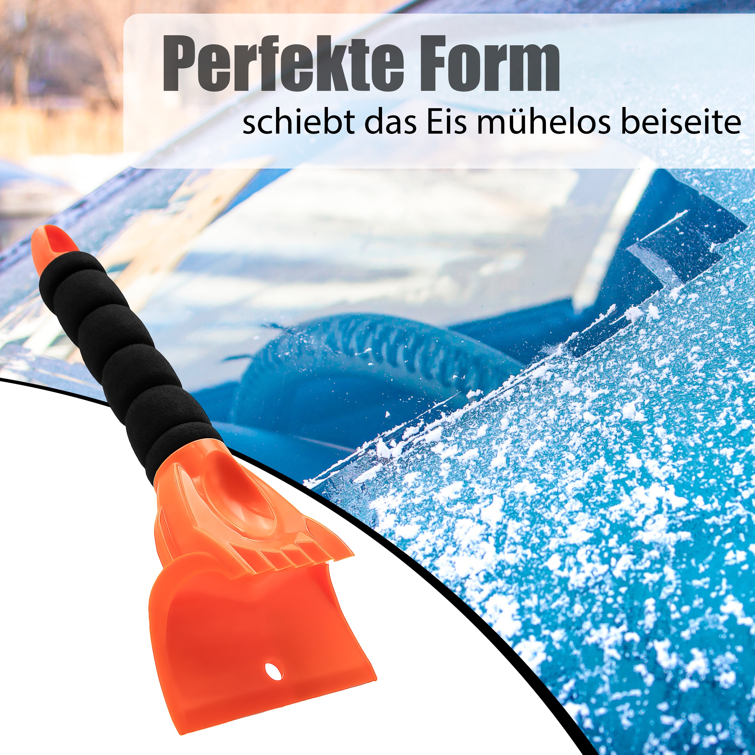 BigDean Eiskratzer Auto orange 2 Stück ABS-Kunststoff