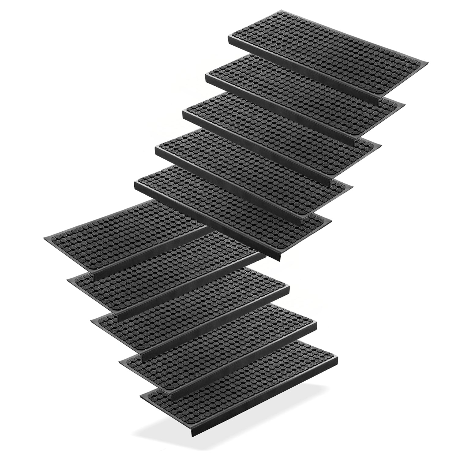 BigDean Stufenmatten Gummi 75x25cm 10 Stück Anti-Rutsch Outdoor