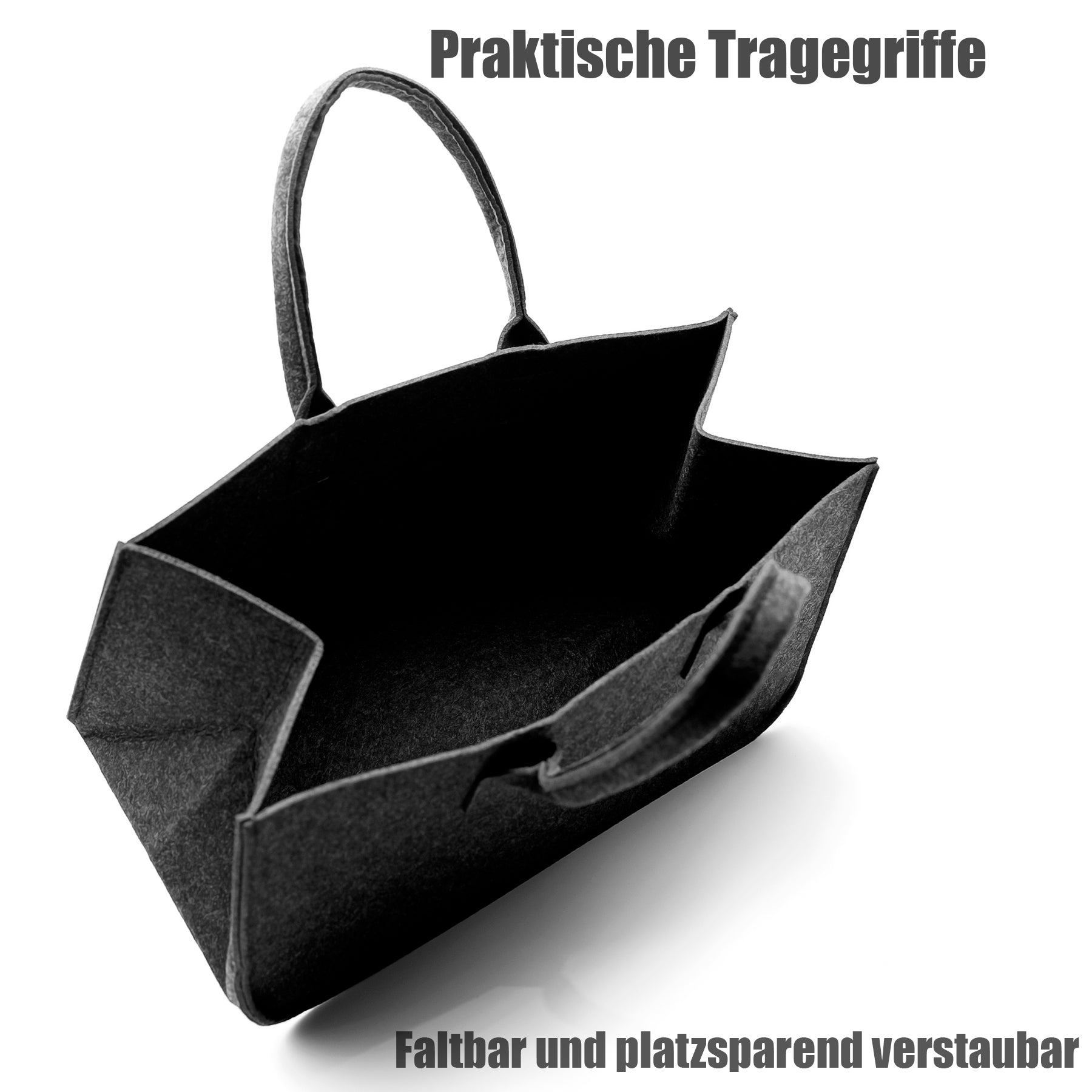 BigDean Filztasche Groß Anthrazit 30L Kaminholzkorb 2 Stück