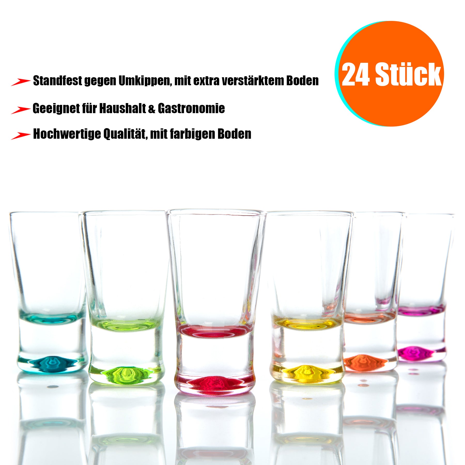 BigDean Küche Schnapsgläser 2cl Farbig 24er Set Glas